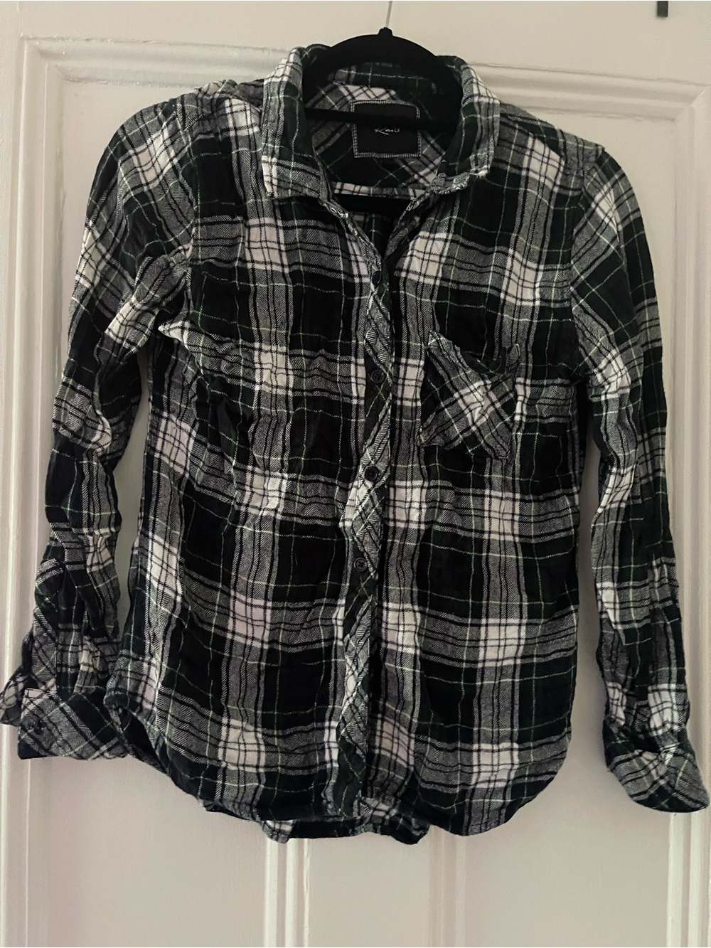 Rails Black, Green and White Plaid Button-Up Shirt